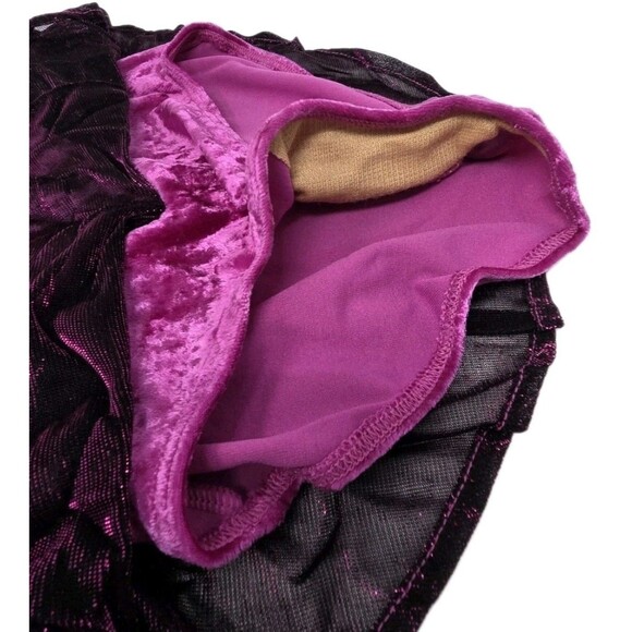 Gilda Marx VTG High Neck Velvet Keyhole Mesh Skate Dress Fuchsia Adult XS (Y/J) - Picture 7 of 12